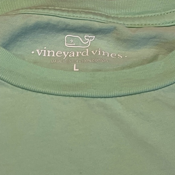 Vineyard Vines Light Green Tee with Patchwork Whale - Picture 4 of 5